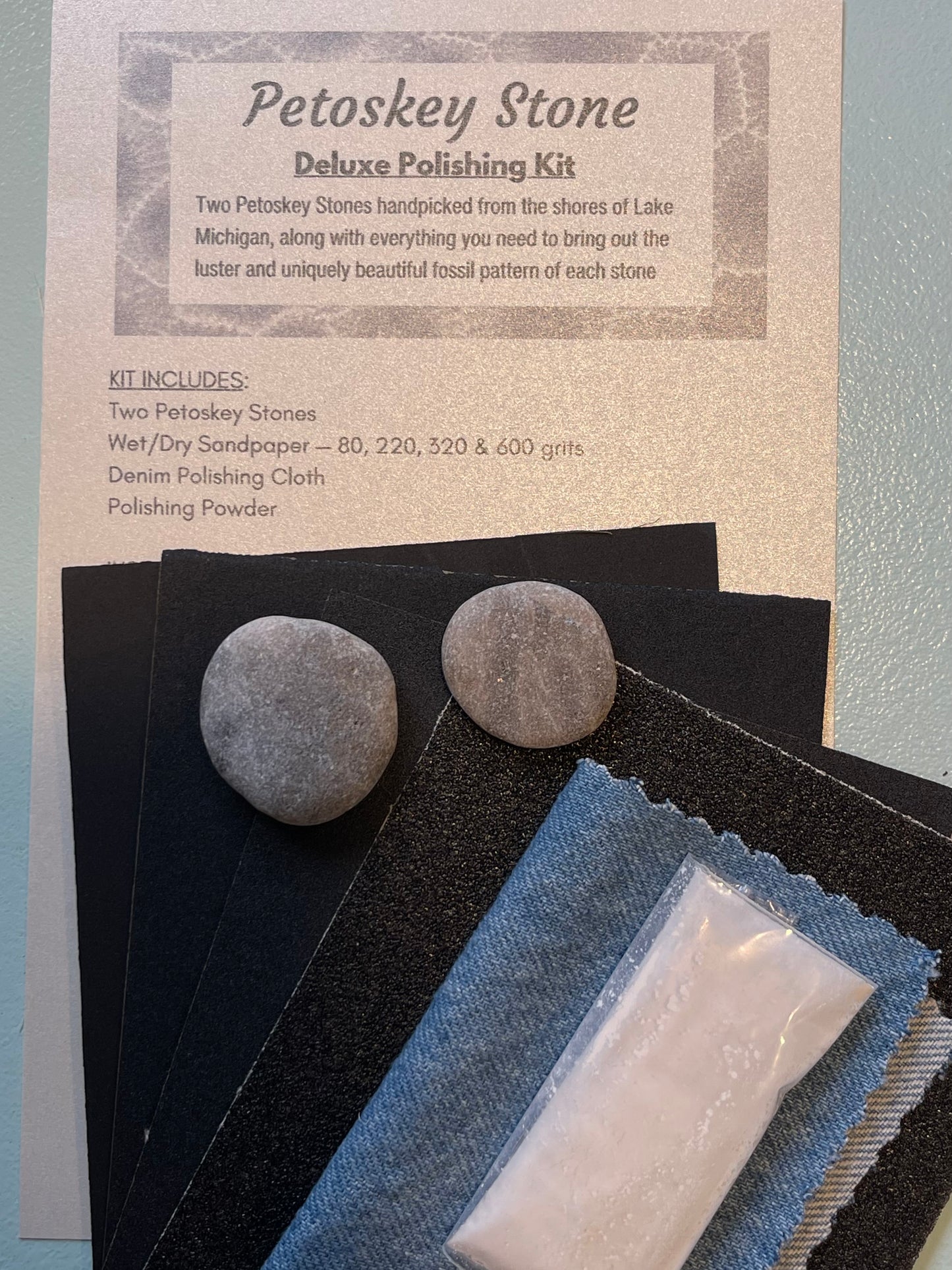 Petoskey Stone Polishing Kit with Two Stones